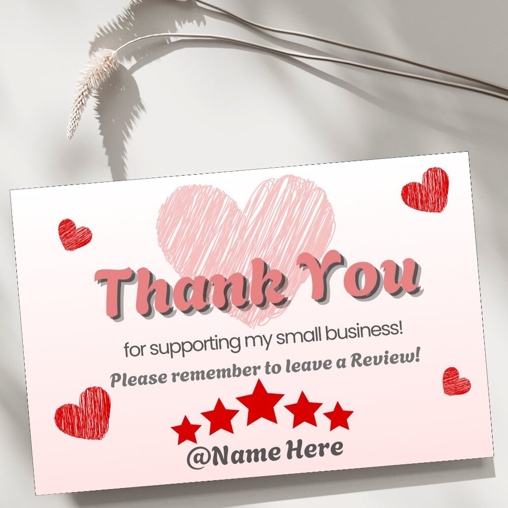 60 Heratsl Thank You Cards 4 x 2.8